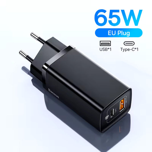 Baseus GaN2 Lite pikalaturi, USB-C + USB-A, 65W